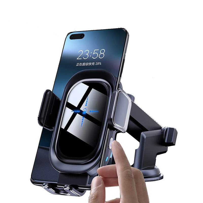 

Popular Products 2021 Type C Fast Charger Automatic Mobile Phone Holders Car Mount Wireless Phone Charger, Black
