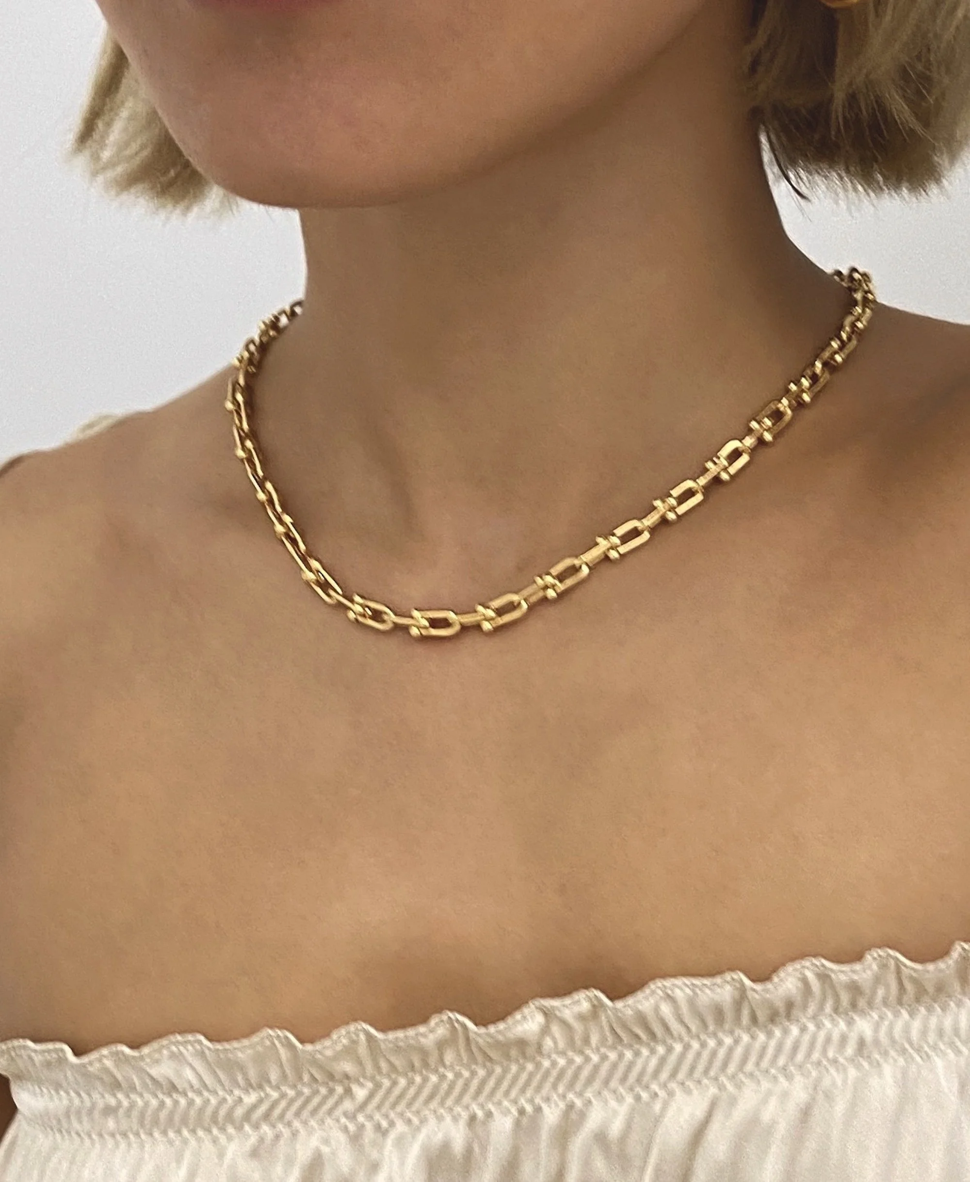

Design chic modern U shape shackle 18k gold plated Hardwear thick chain necklace fashion jewelry, Gold/silver