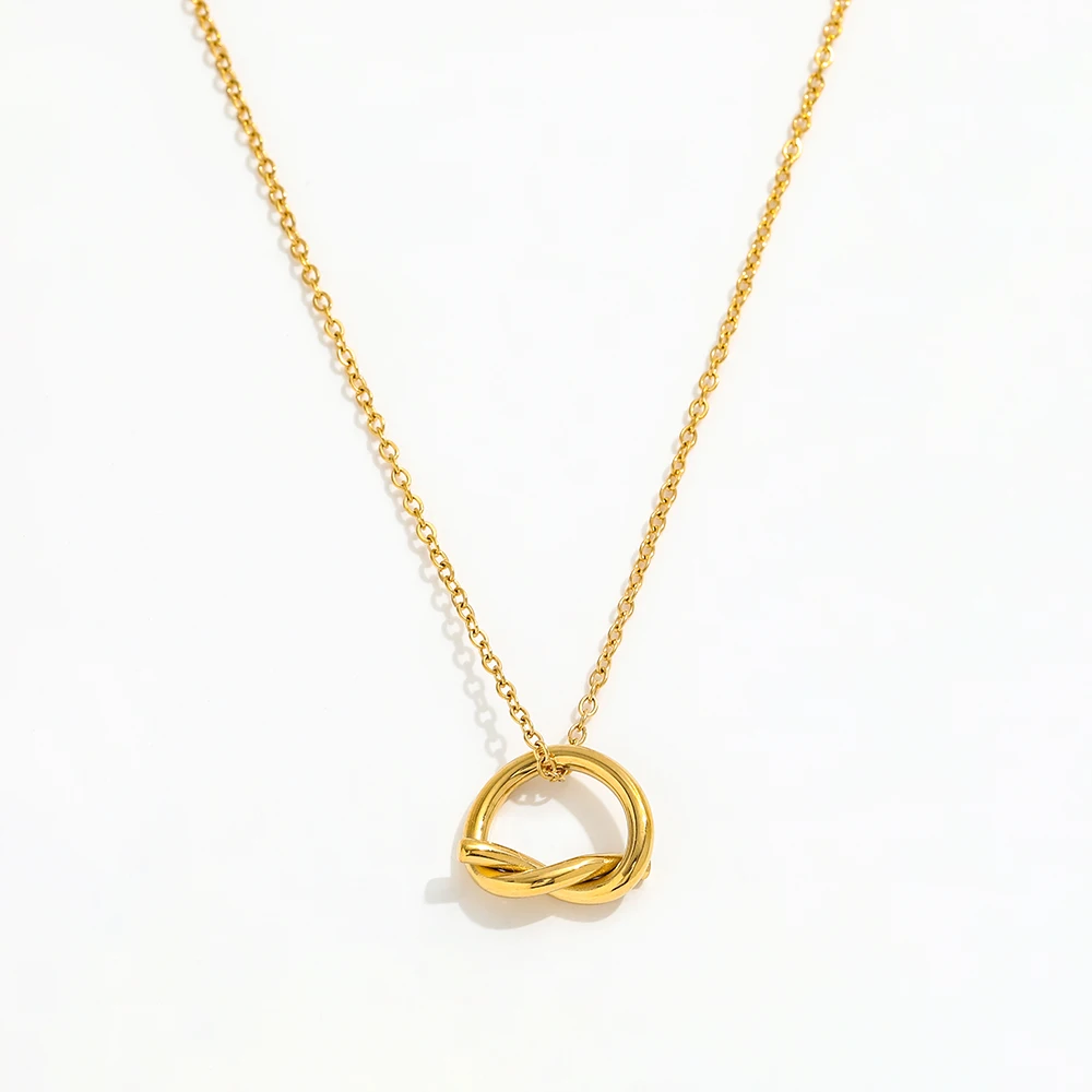 Joolim Jewelry 18K Gold Plated Twisted Circle Pendant Necklace Trendy Jewelry Wholesale
