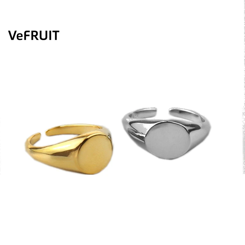 

Vefruit S925 Silver Ring Jewelry Golden Opening Adjustment Sterling Silver Fashion Ring Temperament Korean European Style Trendy