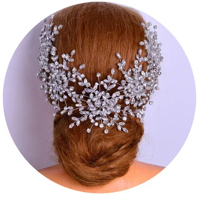 

Jachon Pearl Headband Earrings Set The Bride's Wedding Hair Accessories Rhinestone Tiaras And Wedding Crown Designer, As picture