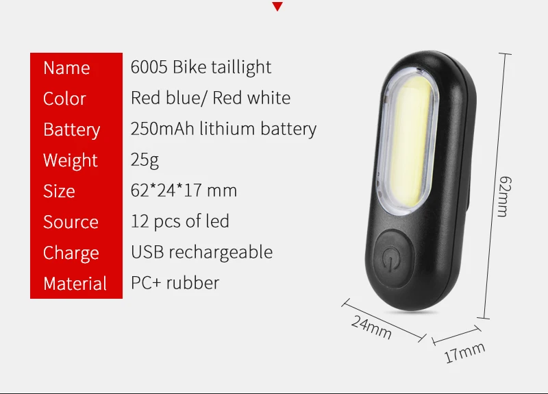 Led Bike Light Rear USB Rechargeable Bicycle Lights Cycling Lamp Warning Tail Light For Bike Bicycles