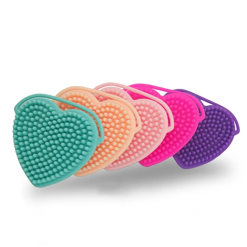 

Hot Sale Heart Shape Silicone Double Sided Facial Cleansing Brush Soft Bristles Exfoliating Body Face Scrubber Baby Shower Tool, Customized color