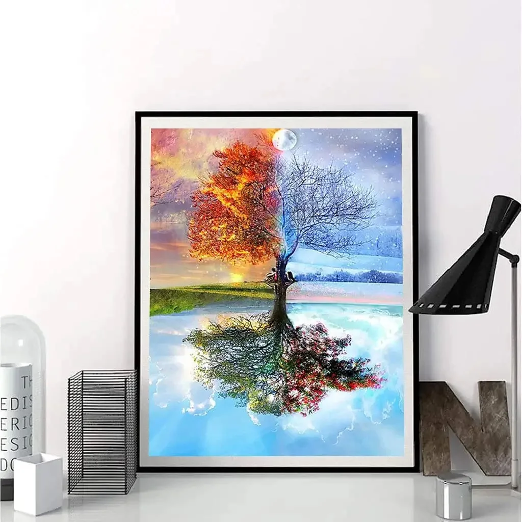 

5d Diy Diamond Painting full drill wholesale Four Seasons Trees Round Drill Scenery Diamond Art Decor Art For Home