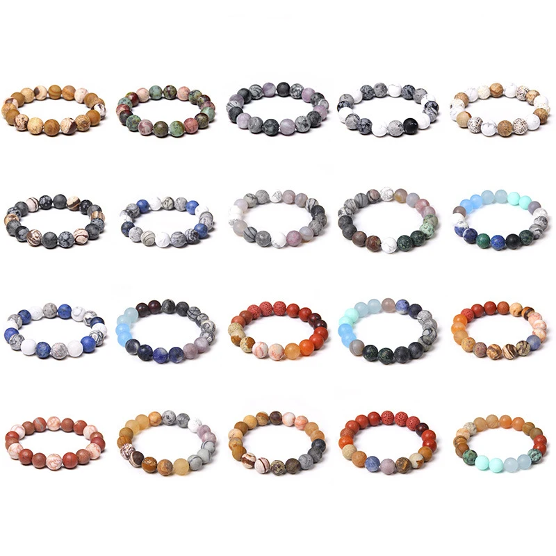 

2021 zhefan Wholesale Custom Handmade Charm Beads Natural Lava Stone Hand Beaded Bracelet, Customized color