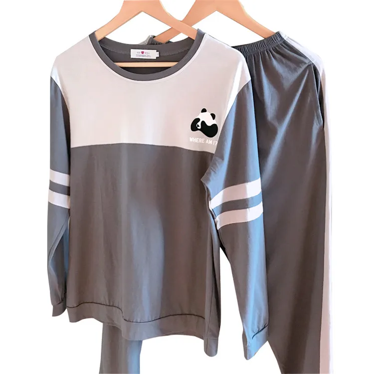 

Chinese high quality wholesale sleepwear men's knitted cotton pajamas set, Custom made