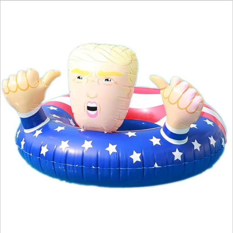 

New Creative Funny Trump Swimming Rings Pool Float Donald Trump American Flag Pool Inflatable Swimming Floats 42 inch, As picture