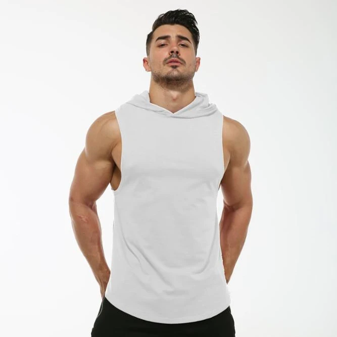 

Hot sale wholesale blank custom sleeveless workout gym hoodie for men