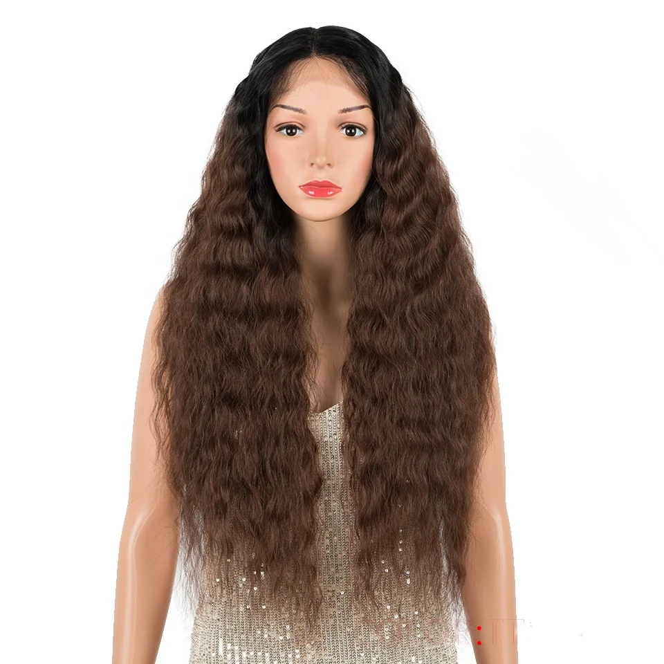 

Joedir 13x4 Ombre Natural Wave Lace Front Baby Hair Wigs Synthetic Afro Wigs For Black Women High Temperature Fiber Free Part