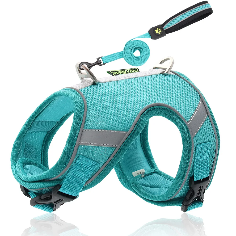 

Wholesale Hot Selling Breathable Mesh Nylon No Pull Pet Dog Harness and Leash Set