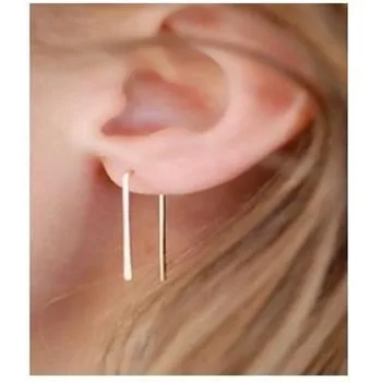 

New Women Gold Dangle U-shape Korean Earrings Long Drop Earrings Jewelry