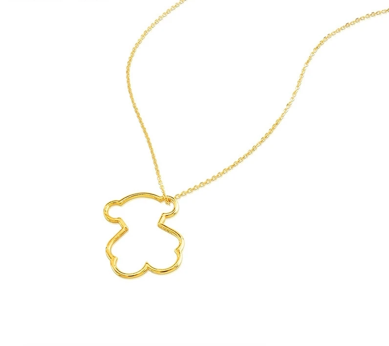 

High quality S925 sterling silver golden hollow bear lady simple clavicle chain suitable for Touses necklace