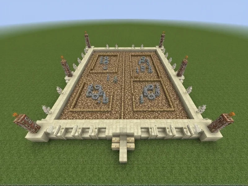 Minecraft auto crafter foundation layout with hoppers