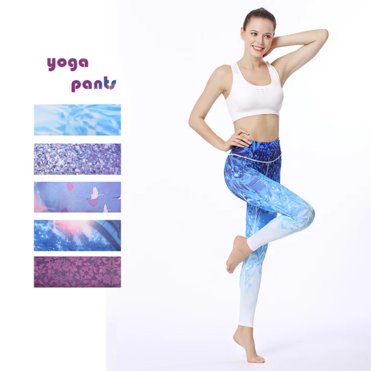 
Printed Ankle Length High Waist Polyester Yoga Leggings for Women 