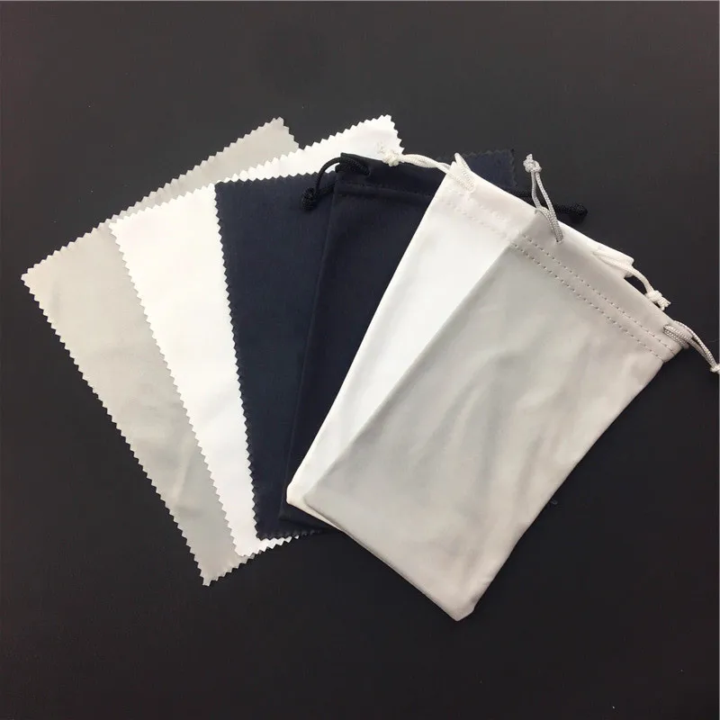 Promotional Hot Stamping Custom Logo Drawstring Glasses Bag Pouch Soft Black Microfiber Sunglasses Pouch