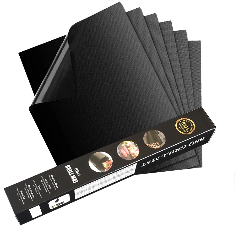 

Factory direct supply 0.2mm Non-Stick PTFE Fireproof BBQ Grill Mat Sheet