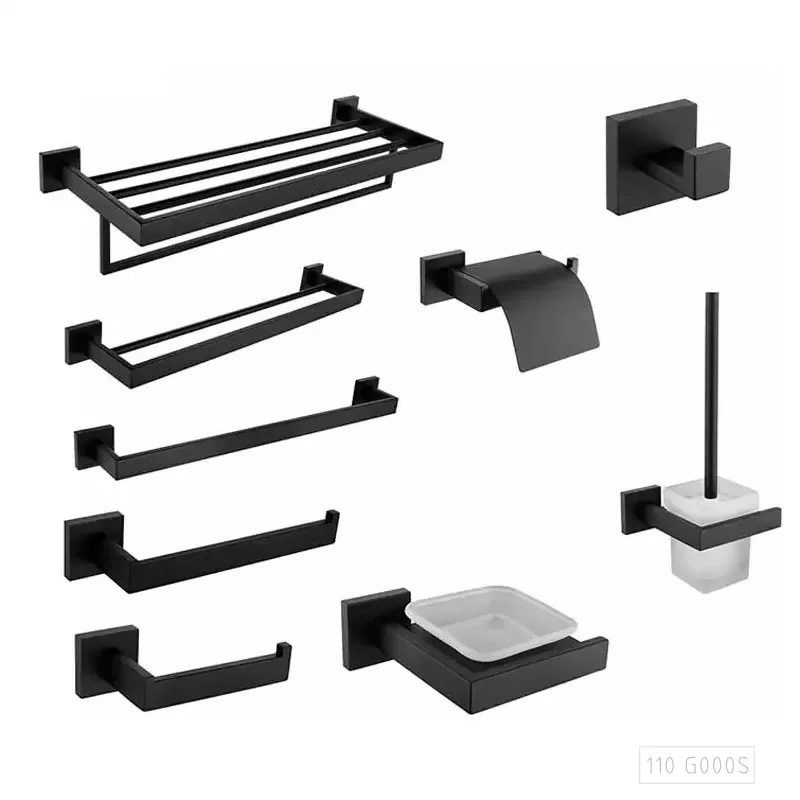 

Aida Matte Black Bathroom Sanitary Hardware Accessories Practical Bathroom Fitting Set Made To Order Bathroom Hardware Parts