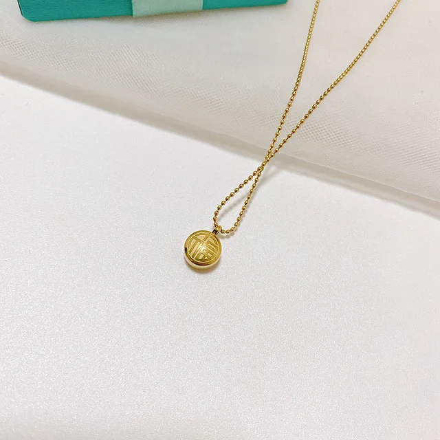 

Ins style rope chain necklace stainless steel gold plated necklace set