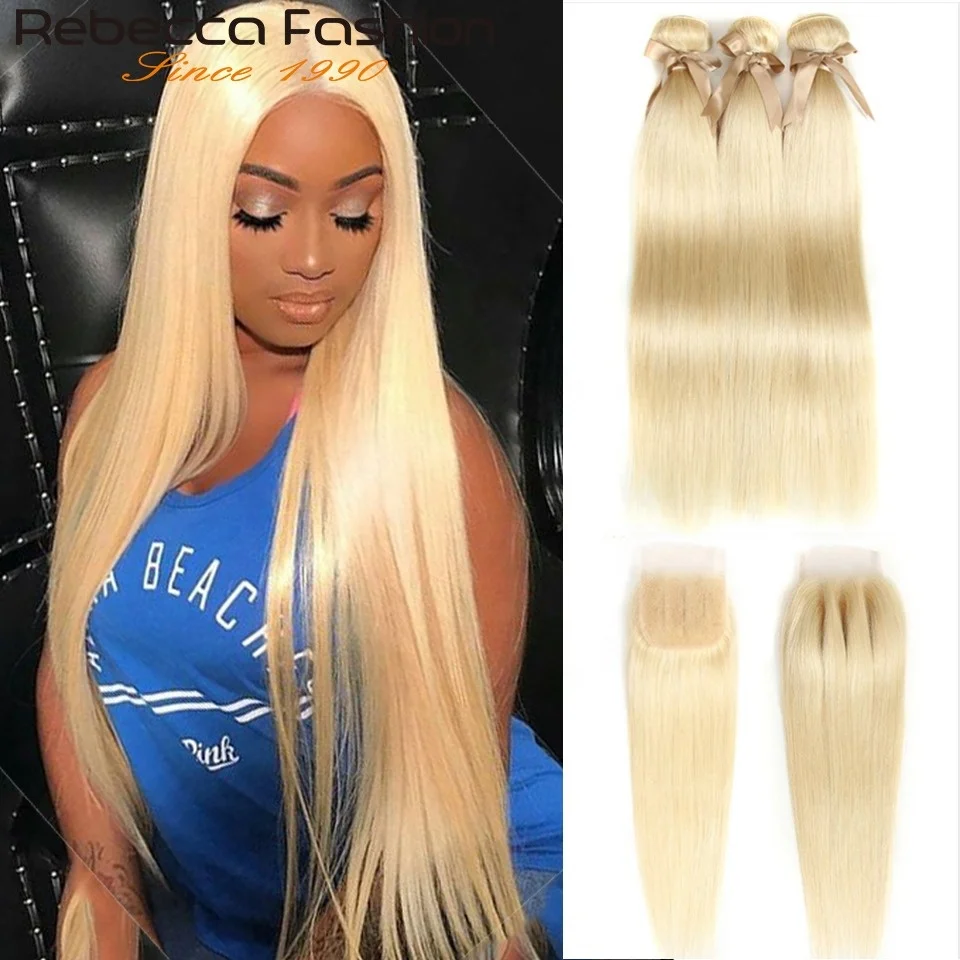 

Rebecca 613 Blonde Straight Weave Raw 100% hair 12A High Quality 613 virgin human hair bundles Human Hair Extension Vendors