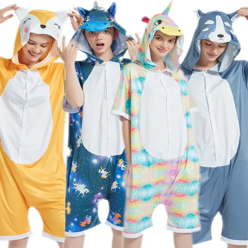 

2021summer Women's knitted Cartoon Sleepwear cos woman adult animal onesie pyjamas