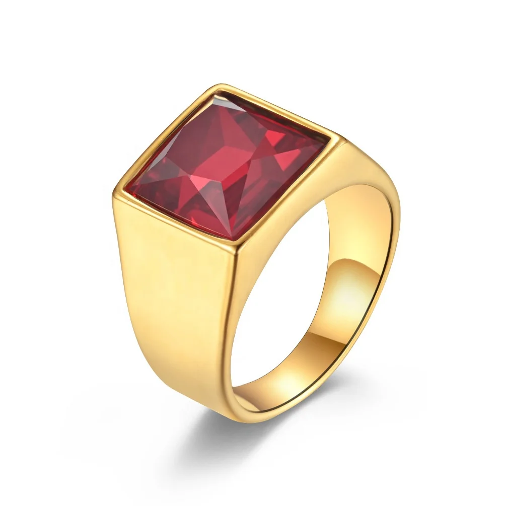 

New domineering stainless steel gemstone ring fashion personality jewelry