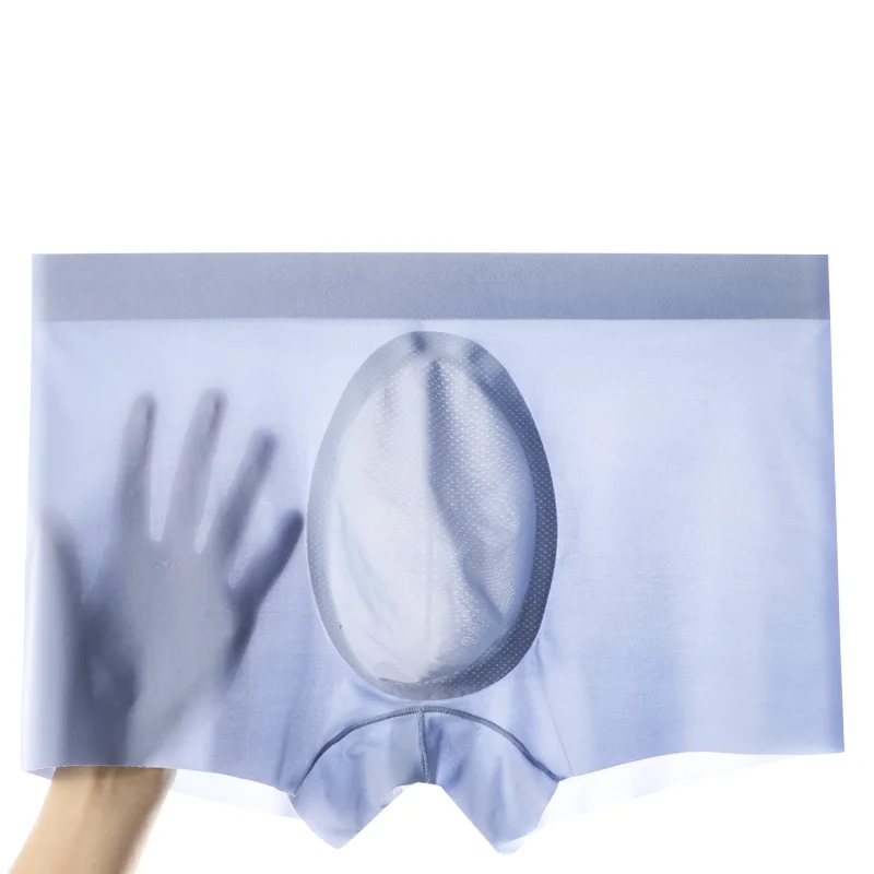 

Professional Men Anti Bacterial Silk Boxers Briefs Traceless Sheer Mesh Seamless Underwear