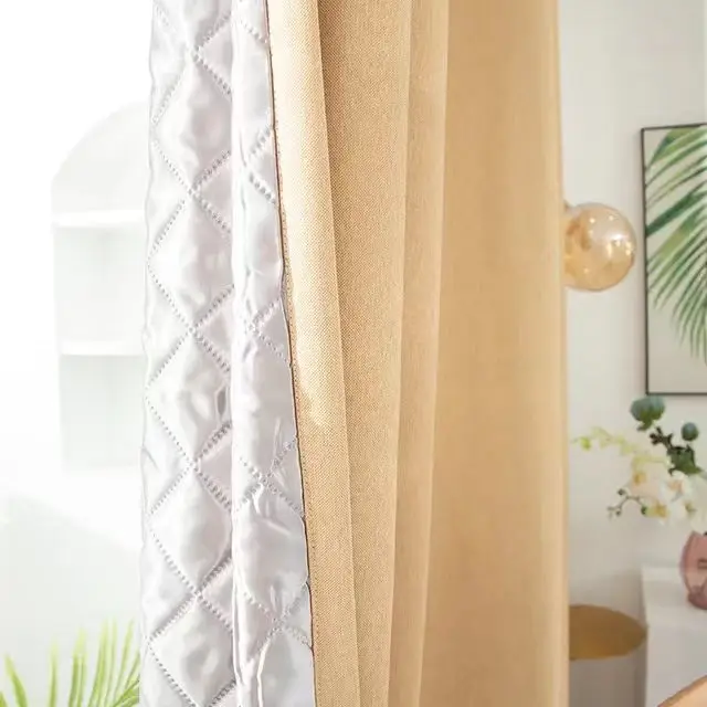 Irini Deluxe Double Layer Polyester Cotton Floral Pattern Thermal Insulated Noise Reducing Blackout Triangular Curtains