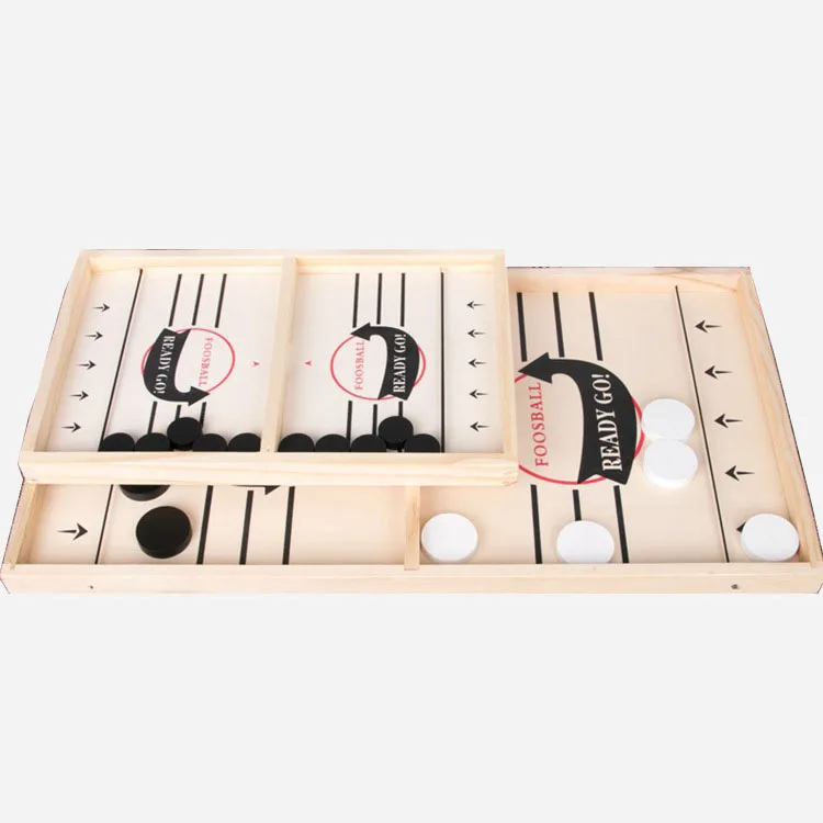 

2021 Most popular wooden board Kids Toys Table Chess Sling Puck Desktop Battle Wooden Hockey Table Game, Natural color