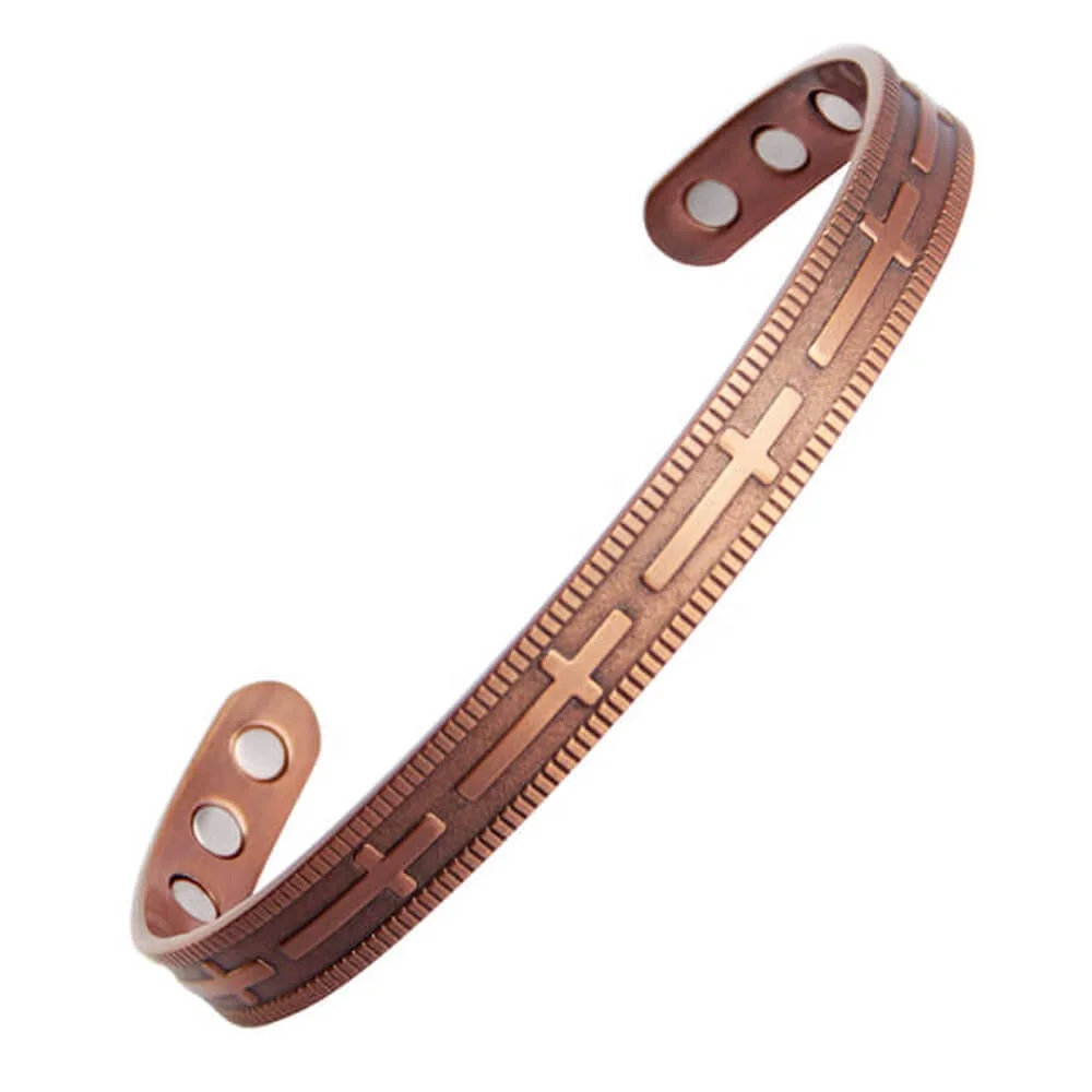 Copper Bracelet for Men and Women Magnetic Bracelets Cross for Christian Solid Copper Bangles Arthritis Pain Relief