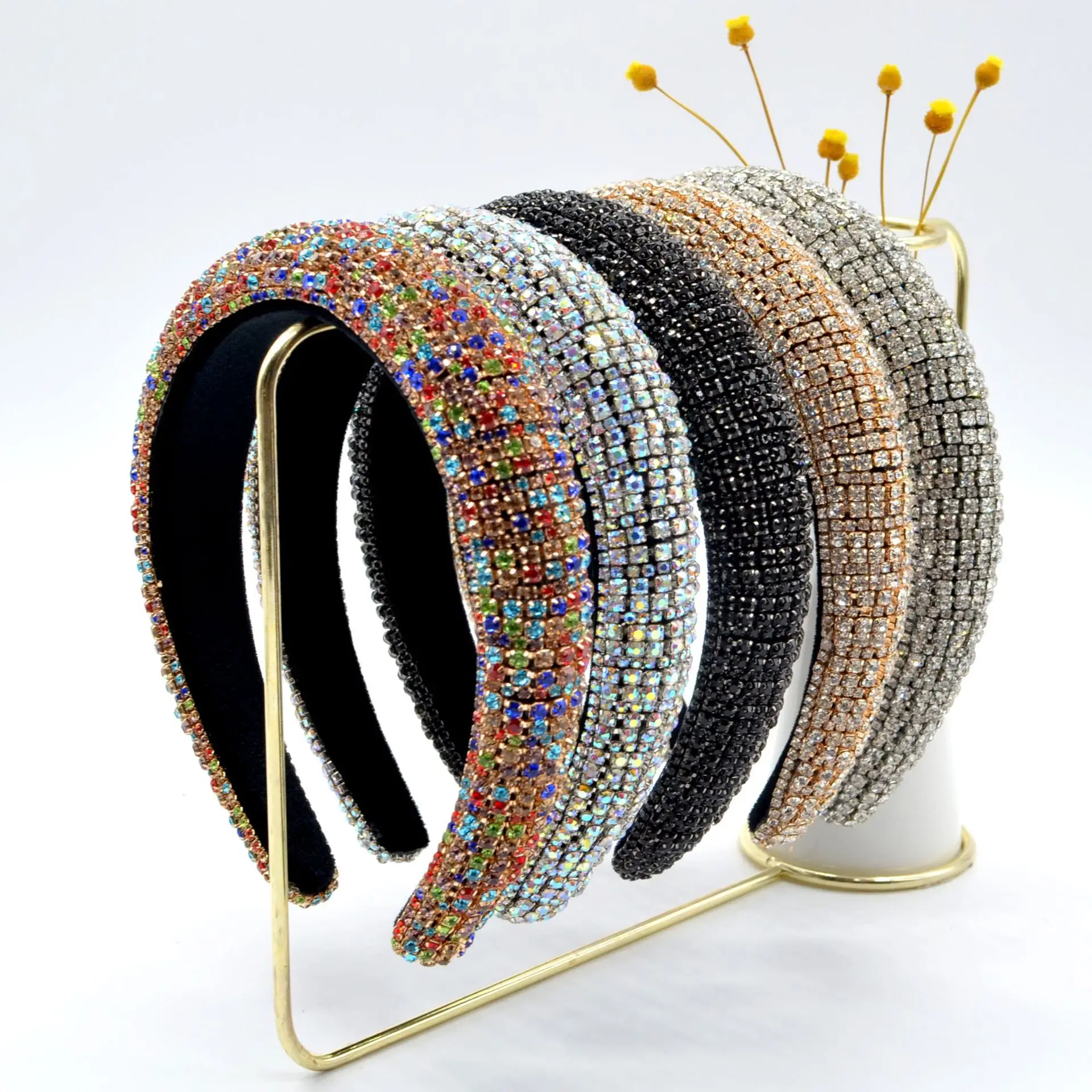 

2021 hair bands high quality head bands designer rhinestone hairband faux diamond headband luxury bling headband for women, 5 colors