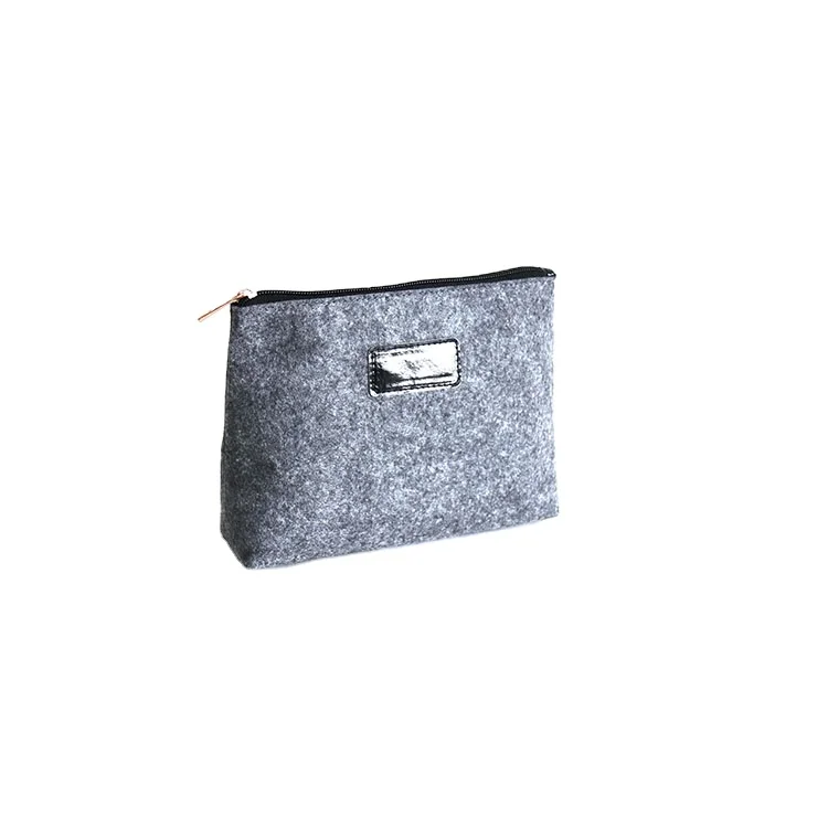 

Fashion Luxury Durable Travel Mini Felt Makeup Cosmetic Bag With Custom Logo, Gray or customized