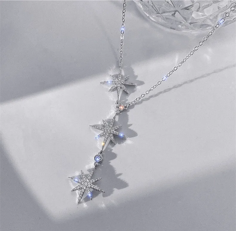 

Korea Temperament Eight-pointed Star Pendant Necklace Simple Personality Charm Necklace For Women Jewelry Decoration, Picture shows
