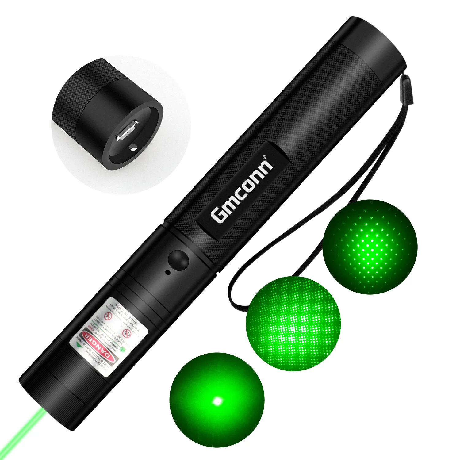 

Long Range Pointer with USB Charging, Powerful Tactical Green Flashlight Adjustable Focus Handheld Green Light Burning Beam Star