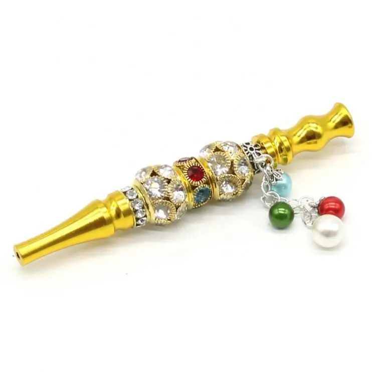 

Hot Sale Hot Diamond Beads Pendant Metal Pipe Aluminum Alloy Cigarette Holder Water Pipe Accessories, Picture