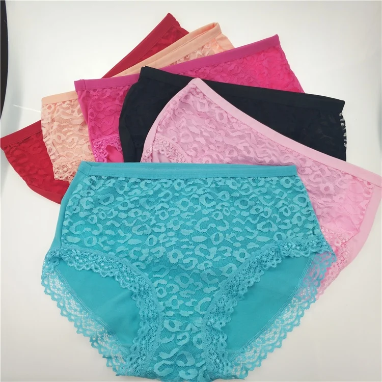 

Lace Extreme Women's Underwear Full Cover Hipster Comfortable Panties High Rise French Cut Panties, Skin, black, pink, light blue, rose madder, red, accept to custom.