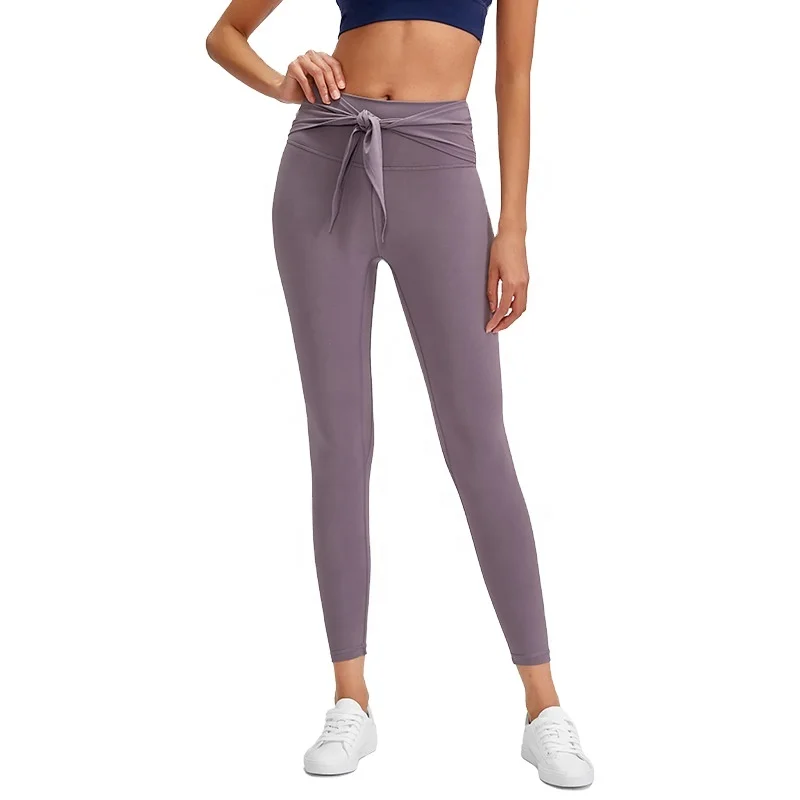 

Hot Sale Sports Fitness Clothing Women Leggings Nylon Spandex Quick-Drying Yoga Pants high waist, Hemp grey