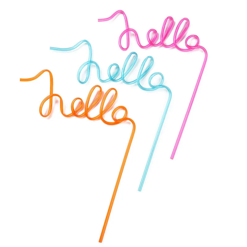 Novelty Custom Shape Plastic Letter Straw,Crazy Loop English Logo