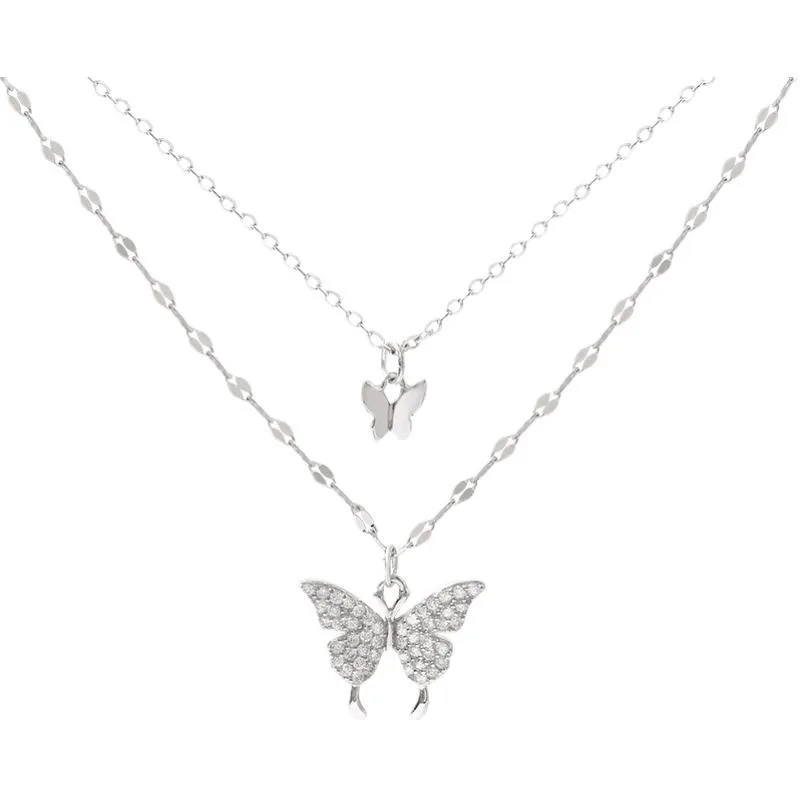 

Wholesale Delicate High Quality Silver Plated Butterfly Pendant Multilayer Necklace For Women