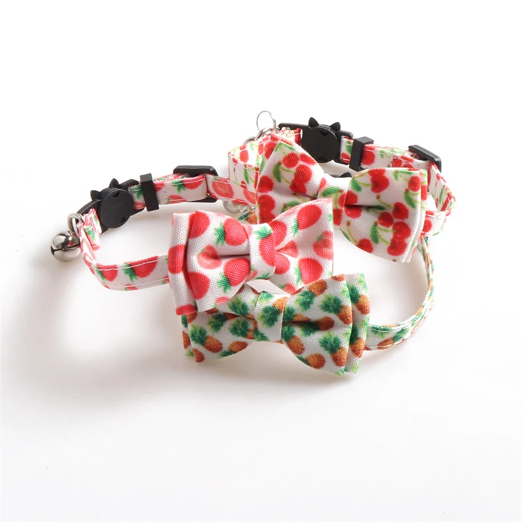

New Small Fresh Pet Collar Pineapple Cherry Strawberry Fruit Series Bow Cat Collar
