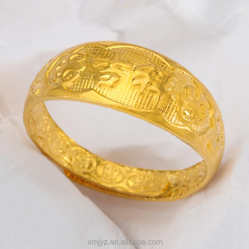 

Foreign Trade Original Single Brass Gold-Plated Ring Auspicious Opening Ring Female Strength Factory