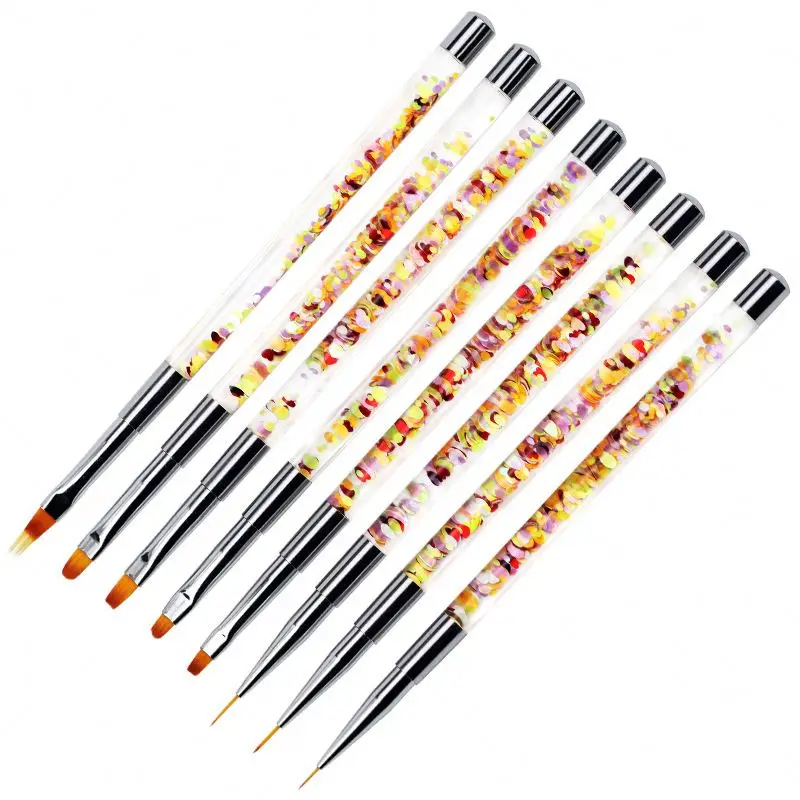 

2021 Nail Painting Brush Set Gel Nail Brush Poly Extension Gel Brush with Liquid Handle, Accept customizaton