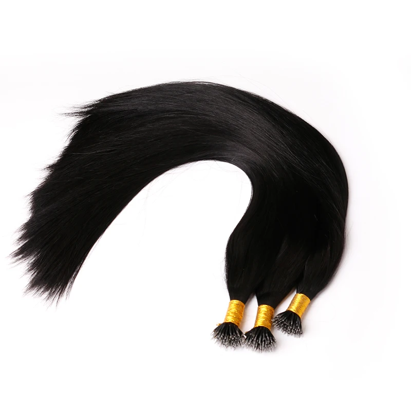 

ofly factory wholesale high quality real russian virgin human hair dark color nano ring human hair extensions
