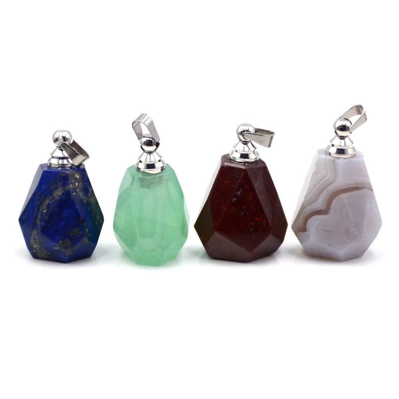 

Wholesale Natural Gemstone Special Perfume Bottle Pendant charms faceted Lace agate Green Crystal Quartz for Jewelry making, Multi
