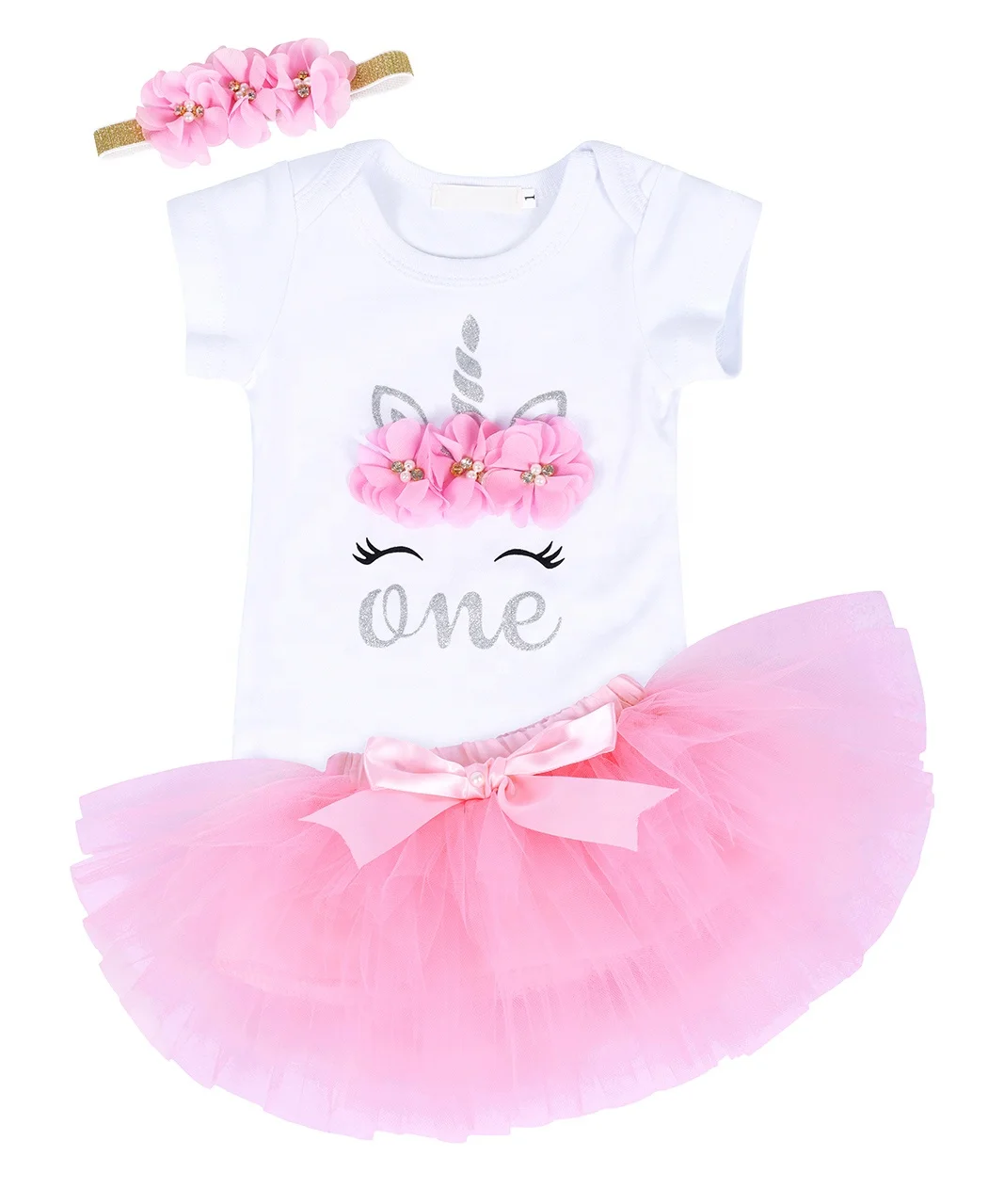 

New 3 pcs set Baby girl tutu skirt set Newborn infant First Birthday outfits Baby tulle mesh lace dress