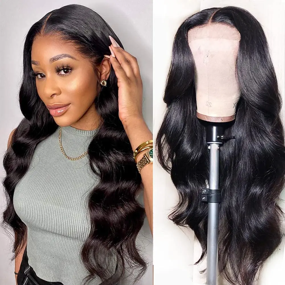

High Density Brazilian water wave black transparent hd curly lace front wig