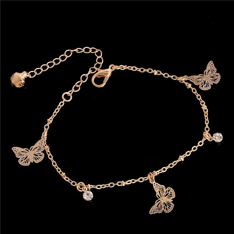 

Beach Foot Sandal Sweet Simple Butterfly Shape Anklet Bracelet Chain Ankle Crystal Butterfly Leg Anklet