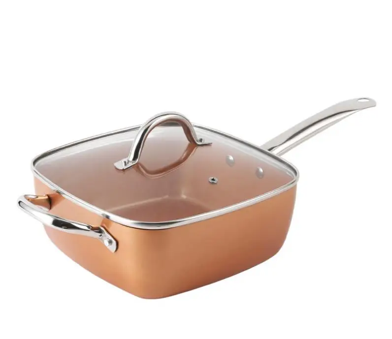 

As Seen on TV Non-Stick Aluminum Cookware Set Square Saucepan Fry Pan Copper Aluminum Induction Frying Pan Set Cheap Price