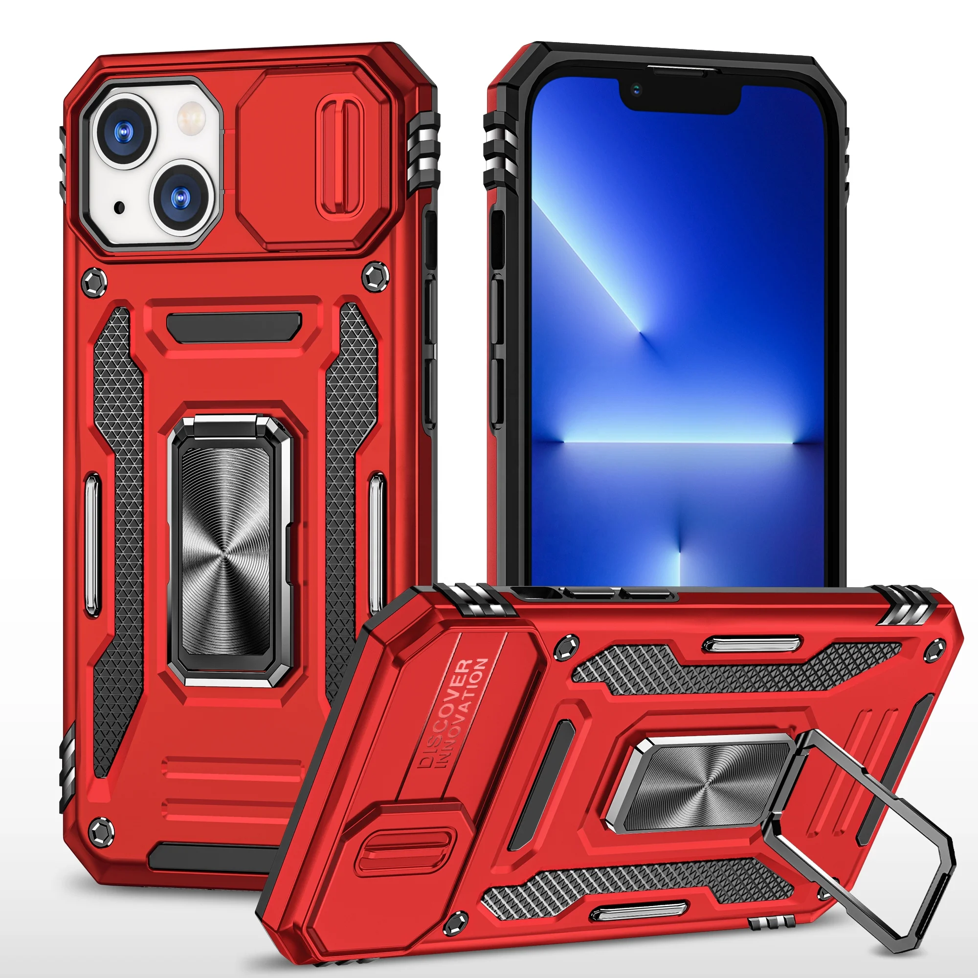 

New Camera Lens Protection Phone Case with Magnetic Holder TPU PC Phone Cover for iPhone 13 13 Pro 12 12 Pro 11