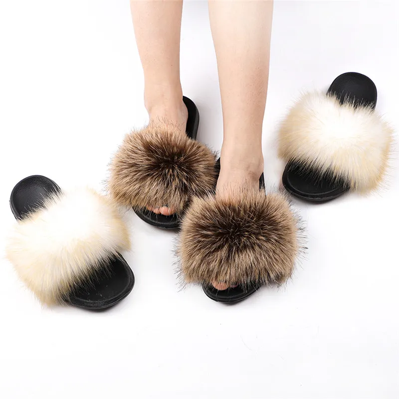 

Wholesale luxury faux fur slipper for ladies indoor living room non-skid, As pictures or oem