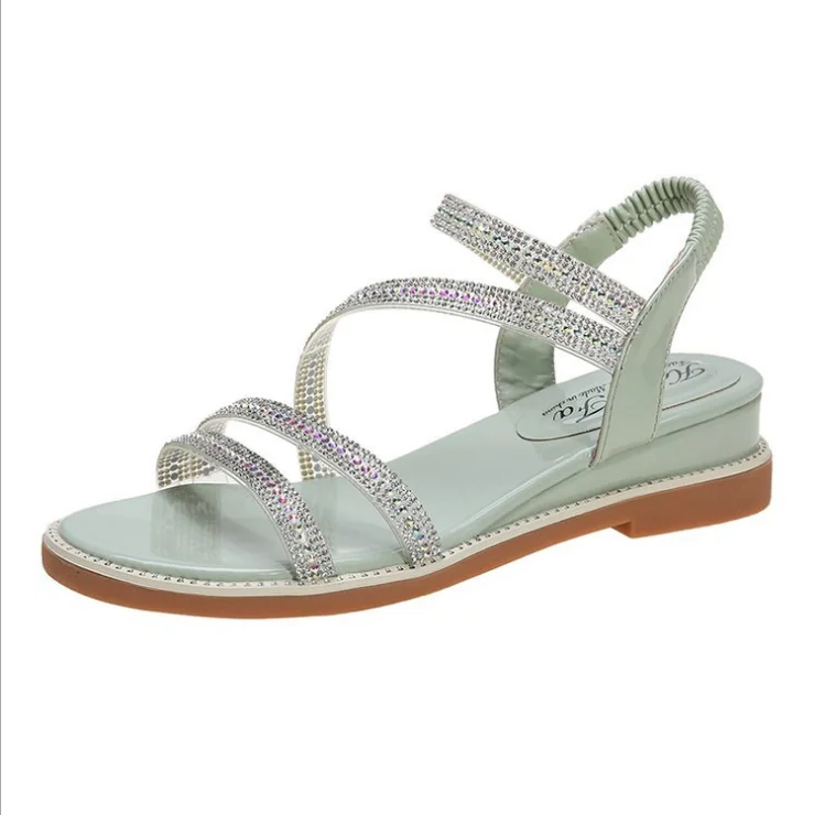 

2022 Summer New Fashion Rhinestone Women Casual Shoes Sandalias De Mujer Zapato Flat Shoes Ladies Flat Sandals, As pictures